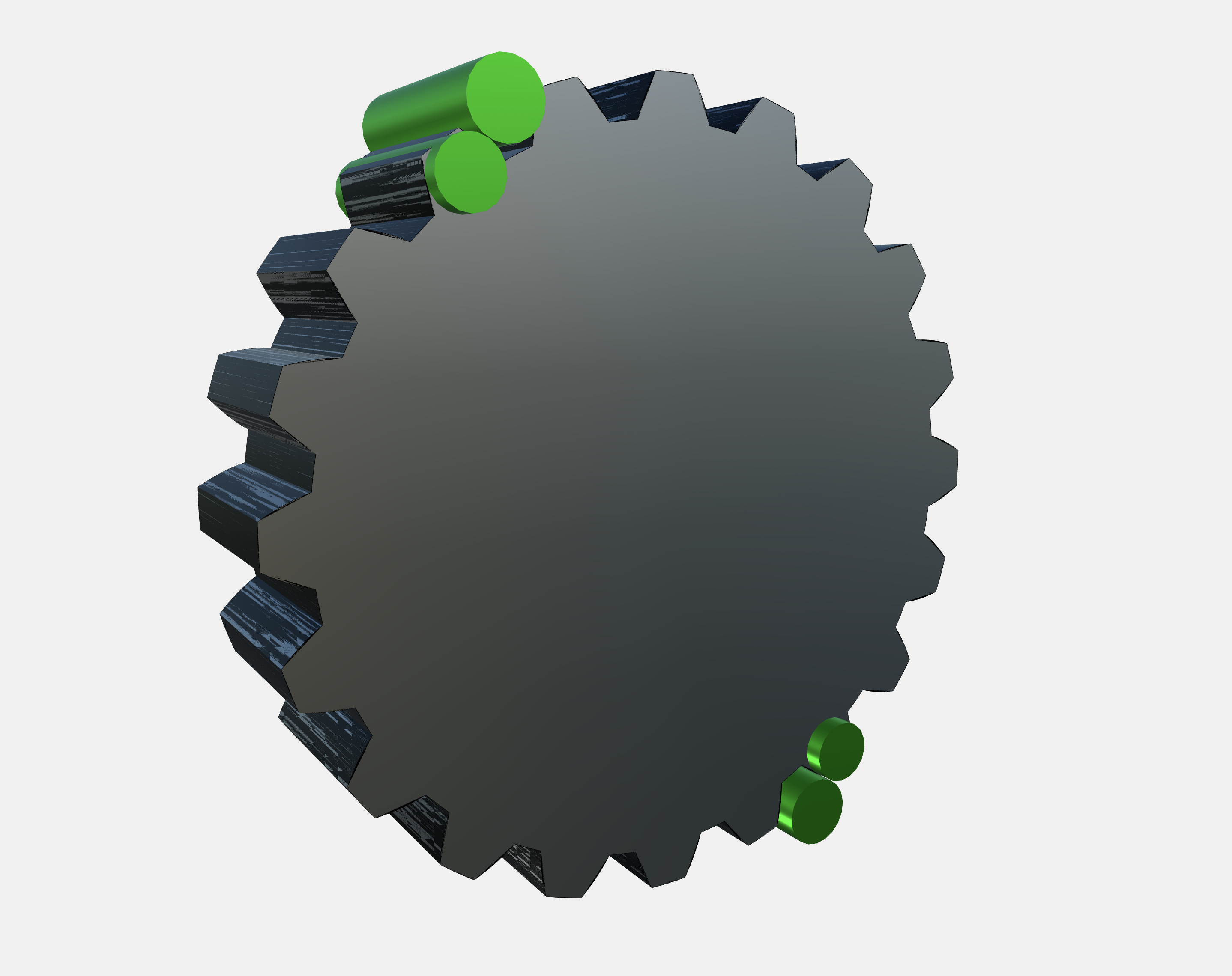 3D rendered spline cross-section with green pin overlays